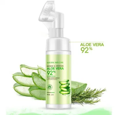 Viva el glamour de espuma Hidratante de Aloe Vera Face Cleanser Oil-Free suave Belleza Blanqueamiento nutritiva con cepillo de cara