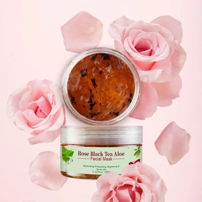  OEM/ODM Rosa Natural Té Negro Limpiador Aloe hidratante Mascarilla Facial barro tierna piel