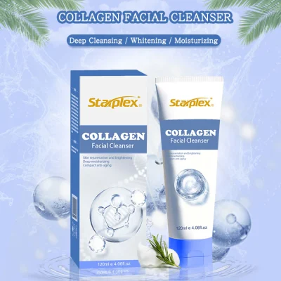 Starplex Private Label OEM Natural Organic Skin Whitening Facial Limpiador de espuma lavado facial de colágeno