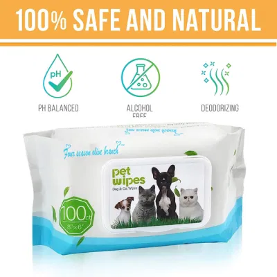 Toallitas OEM 100% Bambú Fibra Pet - Hypoallergic Dog and Toallitas de limpieza de gato con Aloe Vera- alcohol y desodorante sin parabeno Toallitas PET