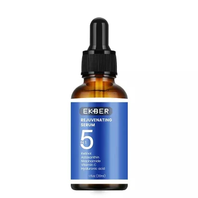  Ekber Private Label Blanqueamiento de la piel blanqueamiento 5 en 1 poderoso Eliminación de líneas secas líneas finas Dullness reparar manchas de acné oscuro Círculos Anti Envejecimiento cara suero