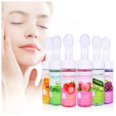 Etiqueta privada Vitamina C espuma lavado facial Aloe Verde Turmerico Limpiador facial de burbujas de coco de té para el cuidado de la piel