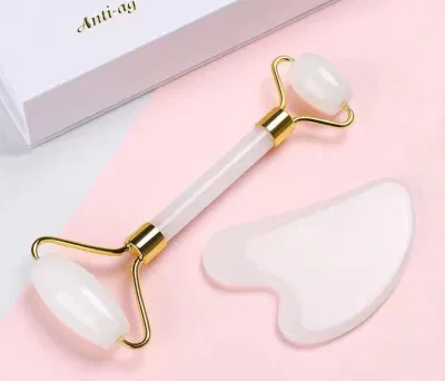  El mejor precio de la Junta de raspado Facial Gua Sha Herramienta de masaje de Cuarzo Rosa Ojo de Jade Cepillo de suero de cuidado de piel