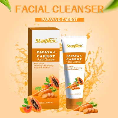  Lavado de Cara Natural Facial Cleanser para pieles sensibles Zanahoria Papaya Vegan Oil Control de lavado de cara limpia suave