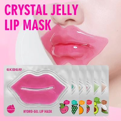  Venta de fábrica de hoja de belleza Lipmask arrugas labios Plumper parches humectante Gel de cuidado de la máscara de cuidado de labios de la fruta Vegano