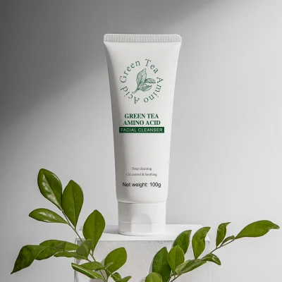 Cuidado al por mayor de la piel lavado facial té verde aminoácido profundo Limpieza Control de aceite Limpiador facial