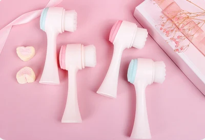 Amazon 2 en 1 de la belleza del cepillo de limpieza facial de silicona de lavado de cara portátil el cepillo con mango largo