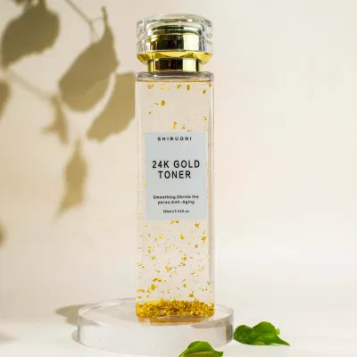  Cuidado de la piel refrescante brillante Anti-arrugas Vitamina C Toner 24K Oro Tóner de cara