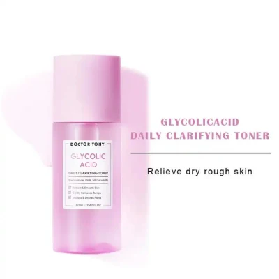  Venta en caliente privada Marca de tóner facial exfoliación Cuidado de la piel Moisturizer Calma rejuvenece el ácido glicólico de la cara Toner