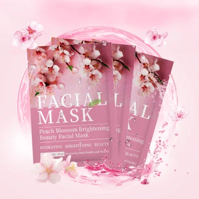  Comercio al por mayor atención de la cara de Flor de durazno iluminando la hidratación de la belleza de la máscara facial para dama