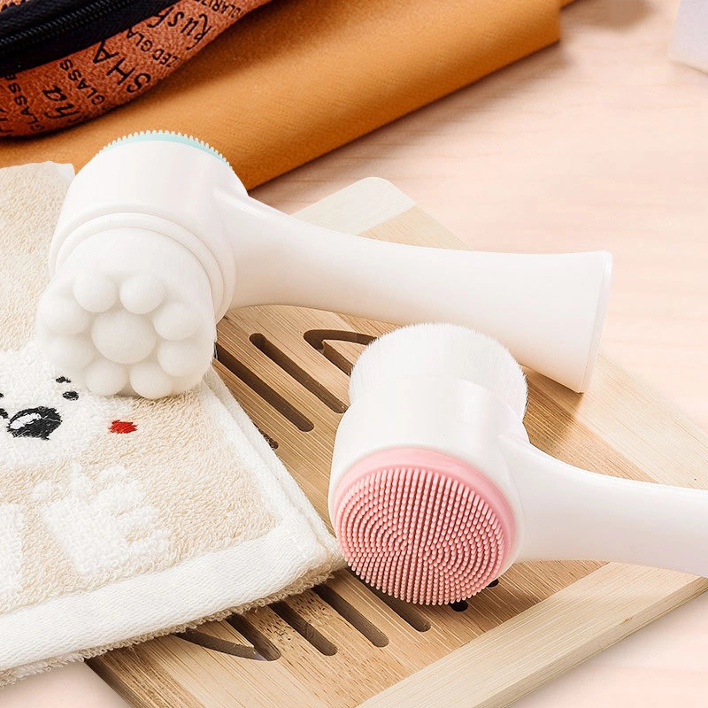 Amazon 2 in 1 Beauty Silicone Facial Cleansing Brush Portable Face Washing Brush with Long Handle