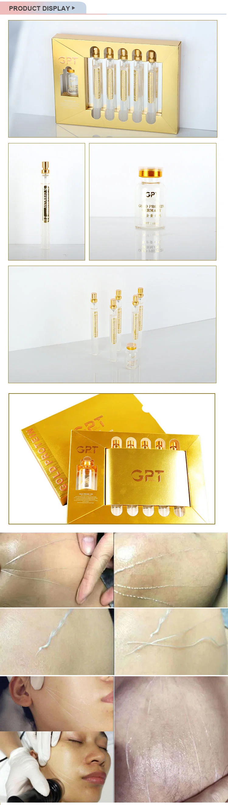 Low Price Anti-Aging Anti-Wrinkle Thread Lifting Line Gold Protein Peptide Line Carving Essence Serum
