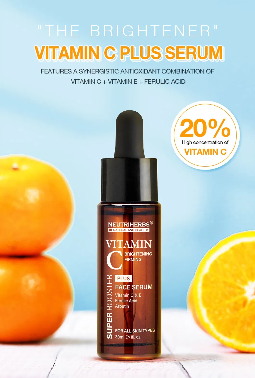 Skin Lightening Private Label Anti Aging Vitamin C Serum for Face