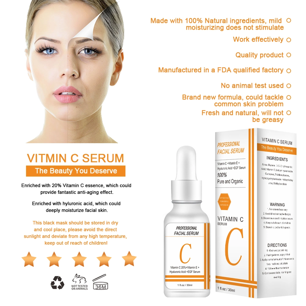 Private Label Organic Vegan Anti Aging Facial Niacinamide Face Retinol Hyaluronic Acid Vitamin C Skin Care Face Serum