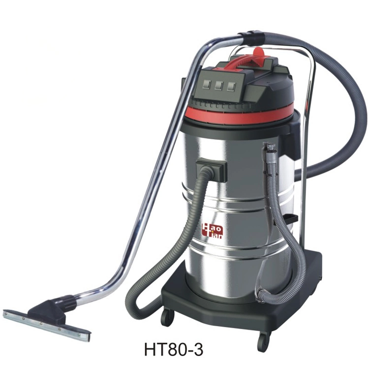 80L Three Motors Stainless Steel Industrial Wet and Dry Carpet Vacuum Cleaner