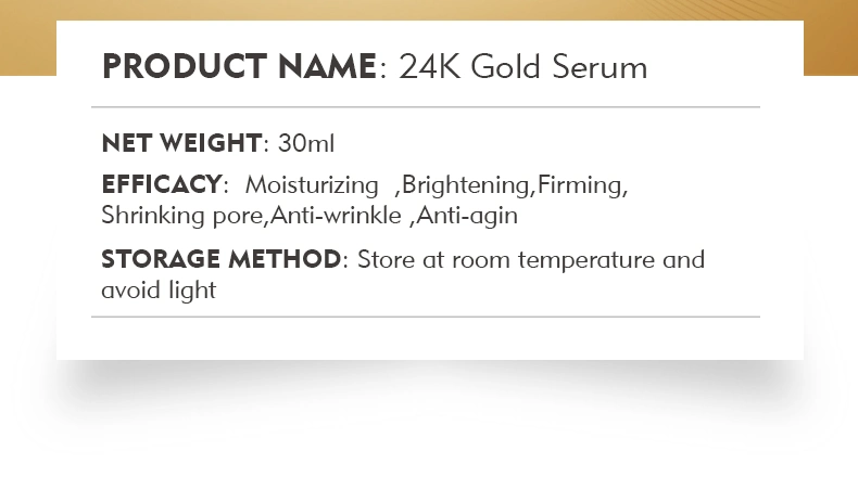 Best Anti-Aging Whitening Nourishing Collagen Organic Pure 24K Gold Serum Private Label