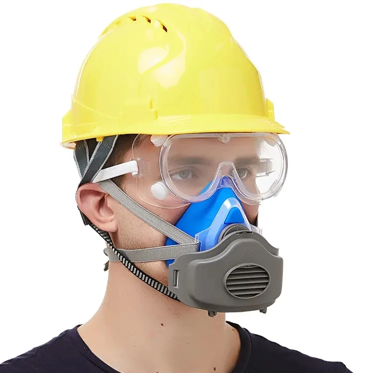 Half Facepiece Reusable Adjustable Headstraps Respirator Industry Protective Gas Mask with Single Activated Charcoal Filtration