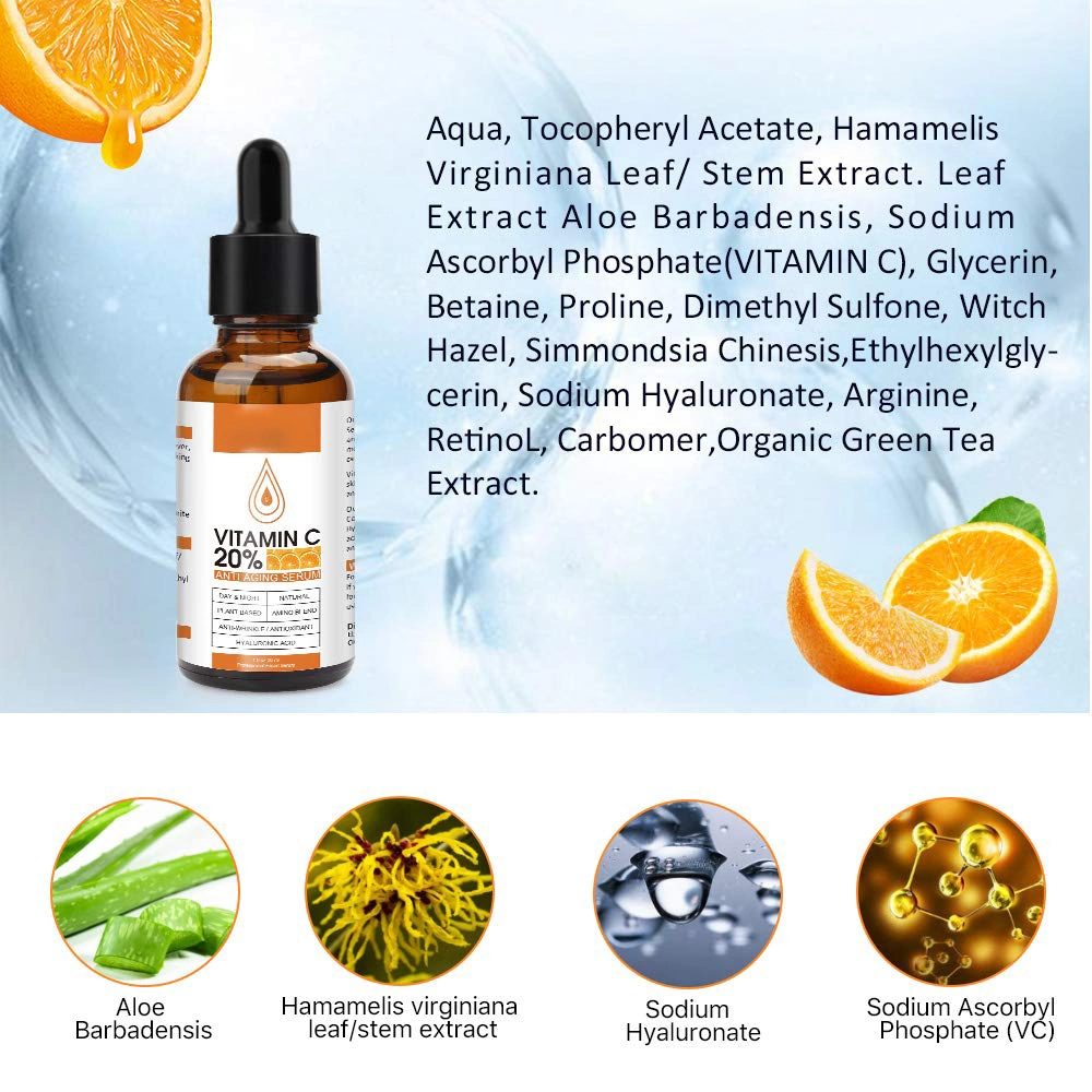 Aixin OEM Organic Face Serum + Vitamin C, Acne Treatment, Clear Skin Serum, Hydrate Dull &amp; Dry Skin, Anti-Aging Vitamin C Facial Serum