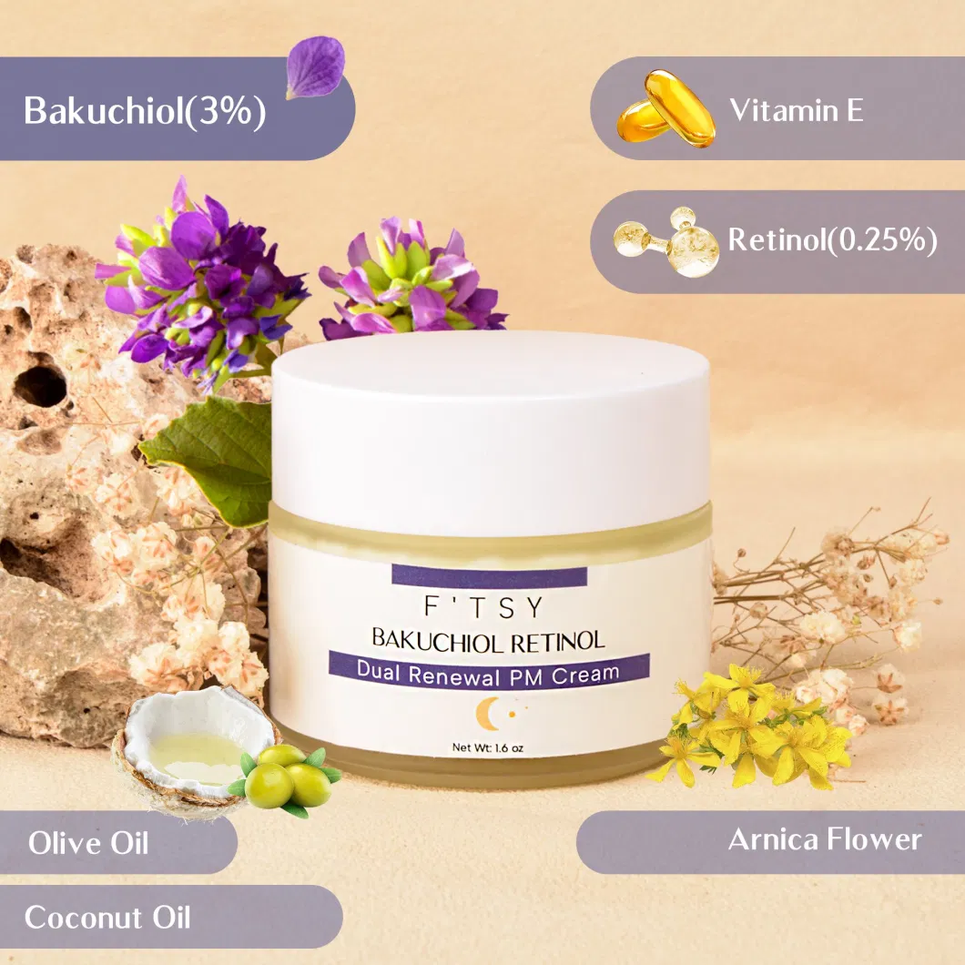 Custom 50ml Factory Price Repairing Bakuchiol Retinol Pm Cream Anti Aging Fine Lines Hydrating Moisturizer