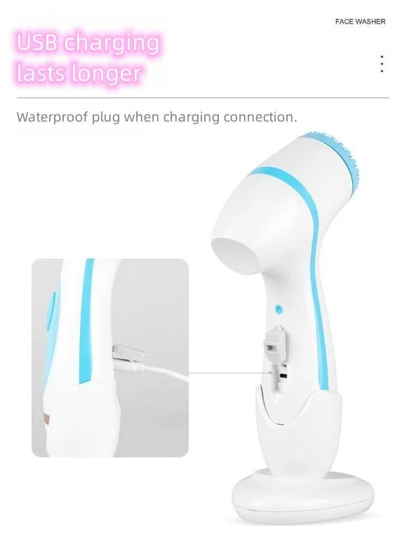 Electric Facial Cleanser Household Charging Silicone Rotary Ultrasonic Facial Cleanser