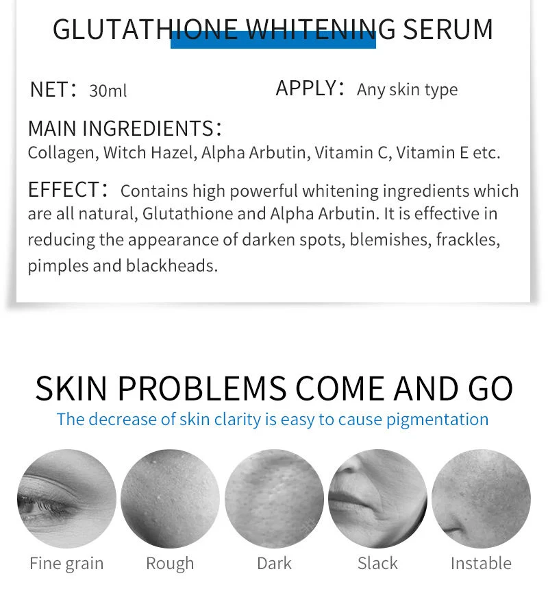 Glutathione Whitening Skin Whitening Glow Face Rose Gold Serum Ze-Light