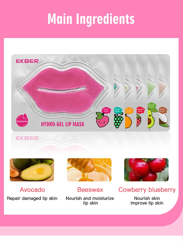 Factory Sell Beauty Sheet Lipmask Patches Wrinkle Moisturizer Plumper Lips Care Gel Vegan Fruit Lip Care Mask
