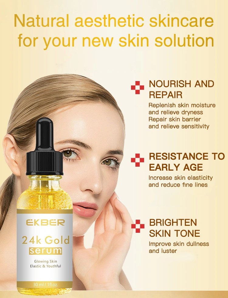 30ml Customize Logo Skin Care Serum Facial Firming Anti-Aging Anti-Wrinkle 24K Gold Serum