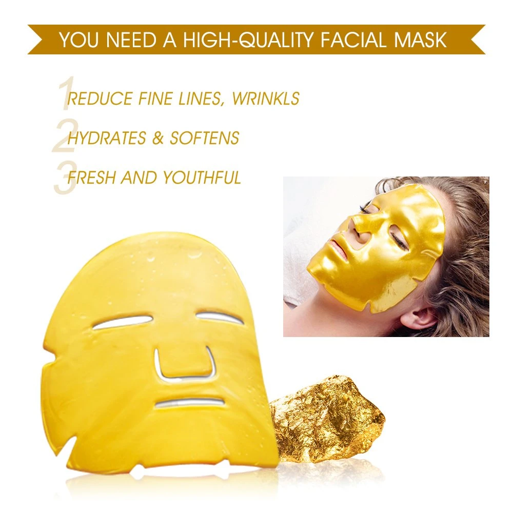 Top Skin Care 24K Gold Crystal Whitening Hyaluronic Acid Sheet Mask