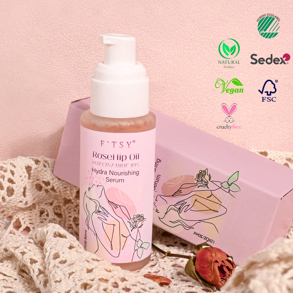 Custom Logo Vegan Moisturizing Brightening Natural Extract Skin-Friendly Rose Hydrating Face Oil Facial Serum