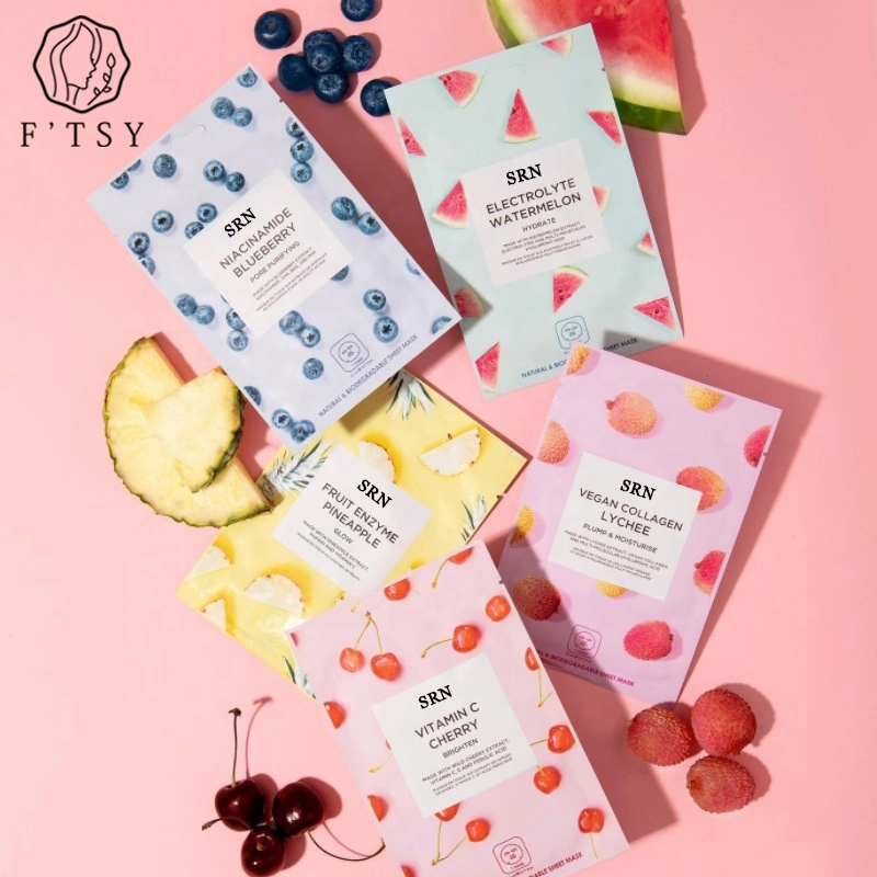Whitening Hydrating Organic Fruit Vitamin C Hyaluronic Beauty Face Moisturizing Skincare Sheet Facial Mask