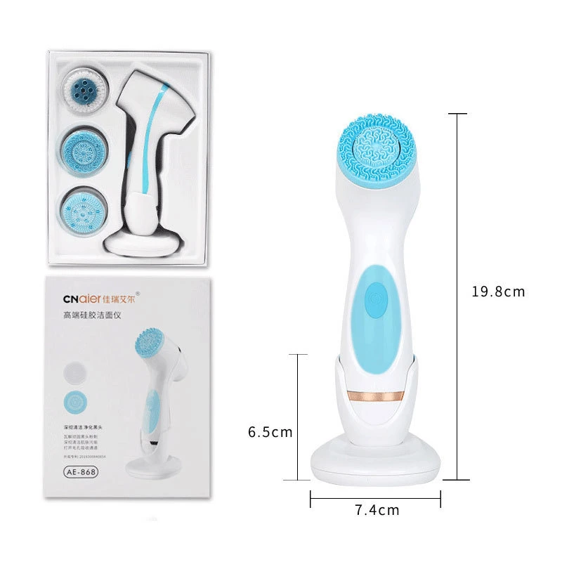 Electric Facial Cleanser Household Charging Silicone Rotary Ultrasonic Facial Cleanser