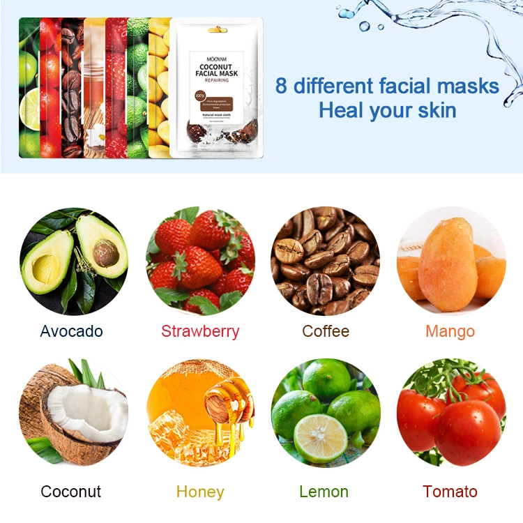 Skin Care Hydrating Oil Control Whitening Fruit Extract Face Sheet Mask Firming Moisturizing Facial Mask