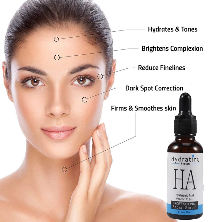 Manufacturer Skin Care Facial Serum Anti-Wrinkles Anti-Aging Hydrating Hyaluronic Acid Serum with Vitamin C &amp; E
