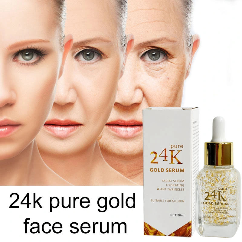 Private Label 24K Gold Lightening Skin Brightening Essence Whitening Anti Aging Wrinkle Face Serum