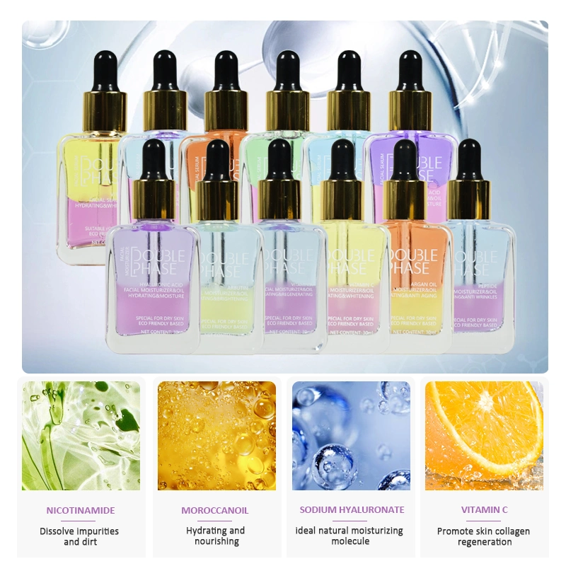 Organic Natural Anti Aging Vitamin C Face Serum Whitening Collagen Double Phase Hyaluronic Acid Facial Serum