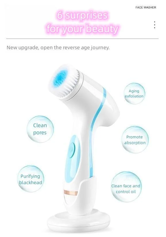 Electric Facial Cleanser Household Charging Silicone Rotary Ultrasonic Facial Cleanser