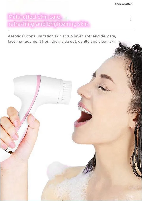 Electric Facial Cleanser Household Charging Silicone Rotary Ultrasonic Facial Cleanser