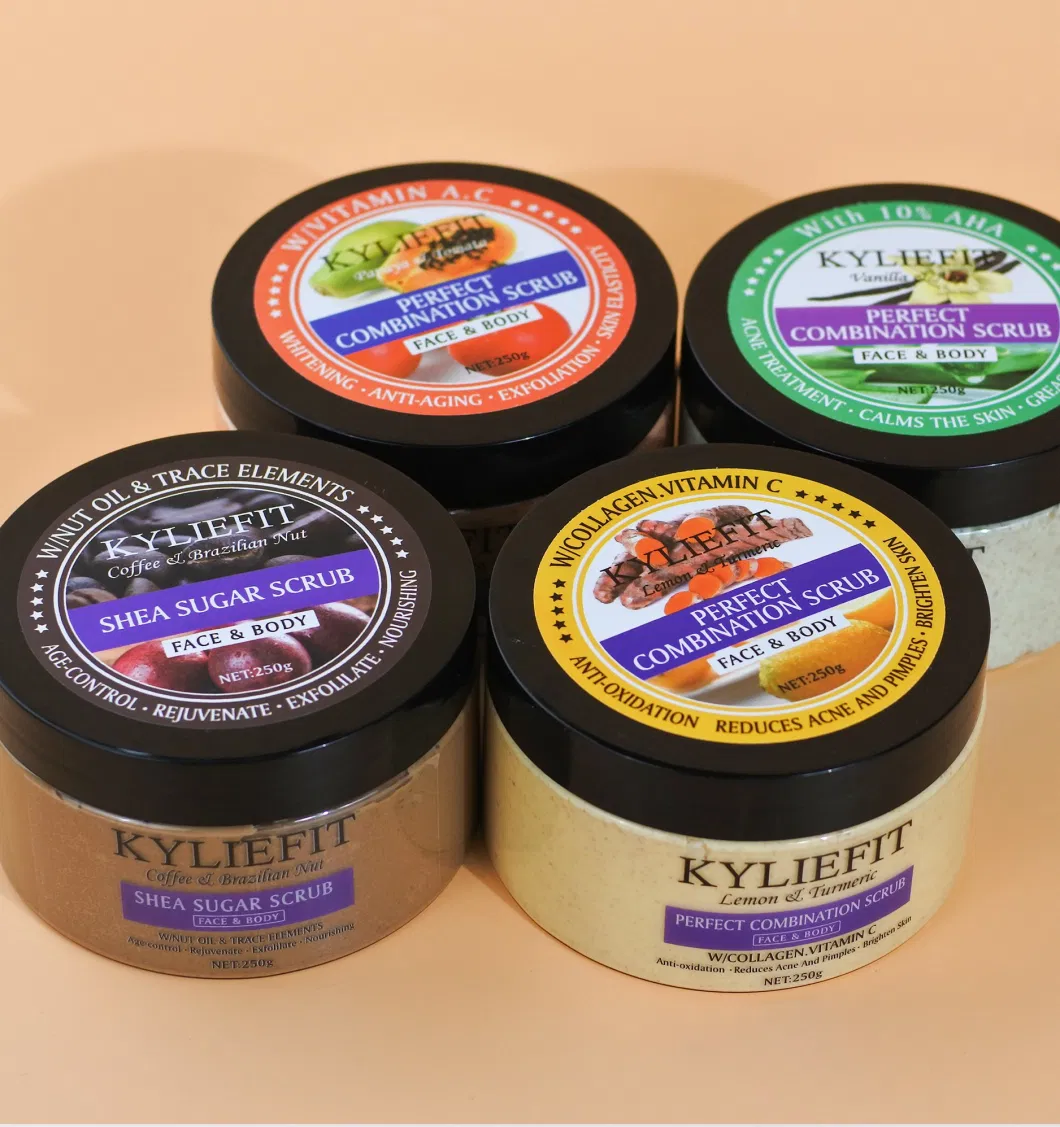Kyliefit 4 Color Salt Whitening Exfoliating Skin Care Fruit Base Facial Body Wash Scrub Cream