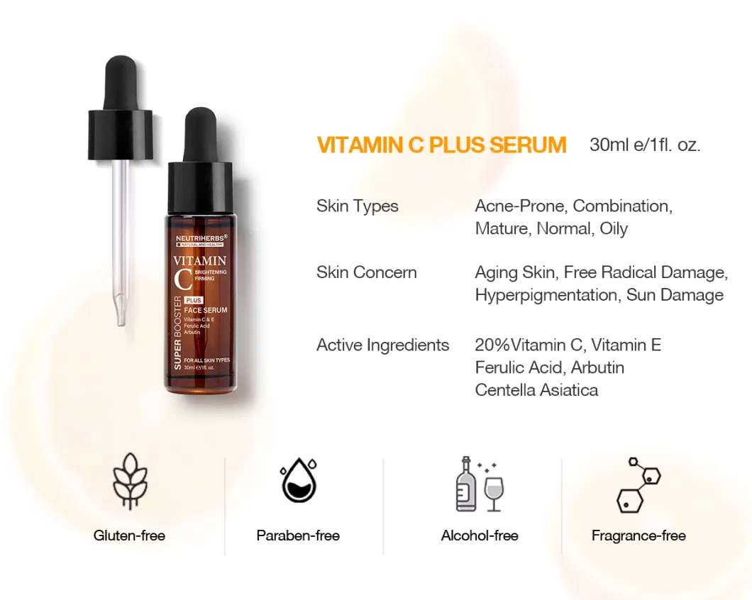 Organic Private Label Vitamin C Face Serum for Skin Lightening