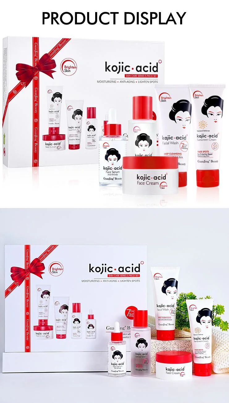 Kojic Acid 7 Days Whitening Wholesale Skin Care Set Cream Lightening Dark Spot Brightening Skin Care Gift Set for Women