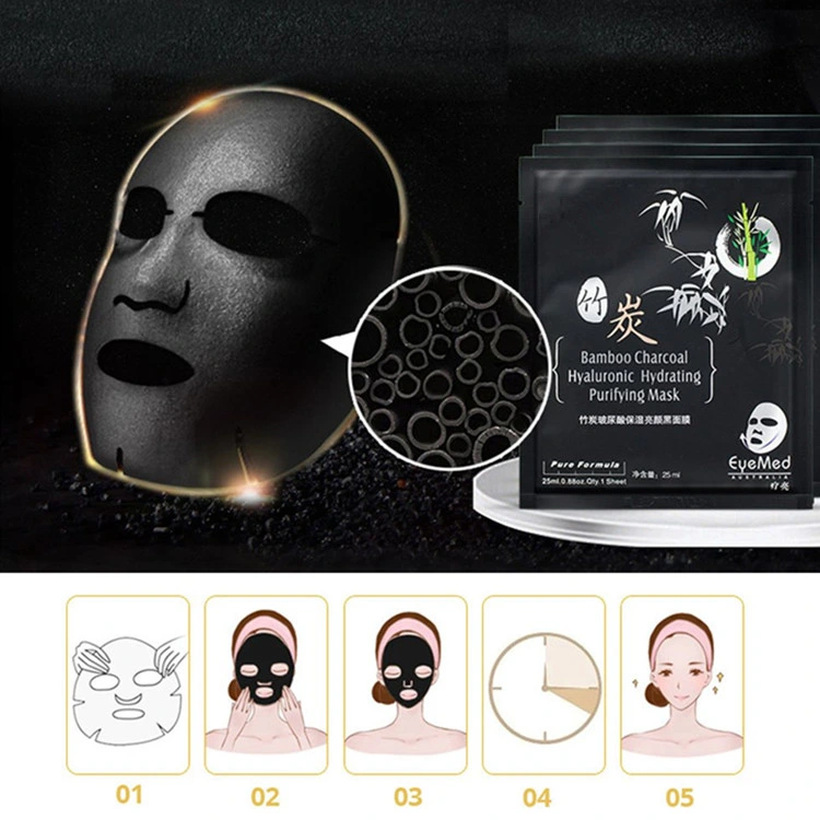 OEM Bamboo Charcoal Moisturizing Skin Firming Facial Mask Sheet with Hyaluronic Acid