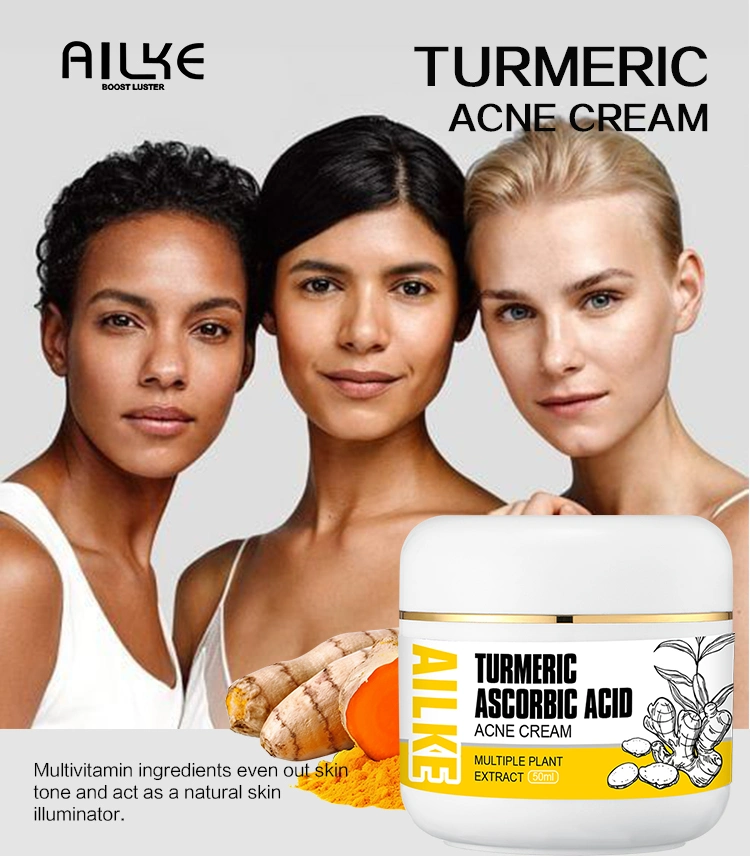 Ailke Popular Tumeric Ascorbic Acid Remove Papules Moisturizing Cleansing Face Facial Cream for Glowing Skin