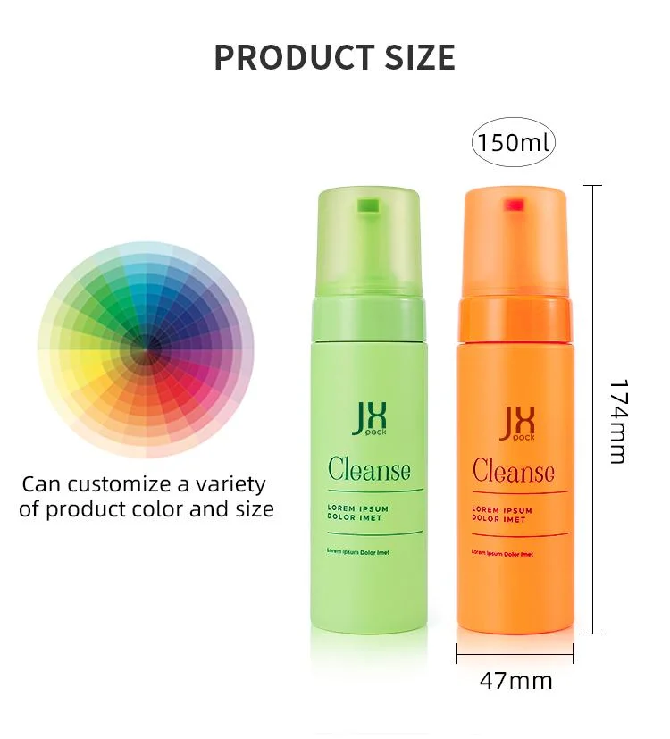 Luxury Colored Plastic 50 Ml 100 Ml 150 Ml 200 Ml Empty Mousse Face Cleansing Foam Dispenser Pump Bottle