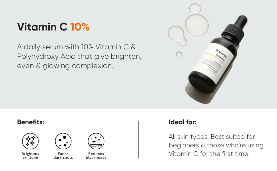 Beauty Custom 10% Organic Skincare Anti Wrinkle Dark Spot Anti-Aging Korean Face Vitamin C Serum for Face
