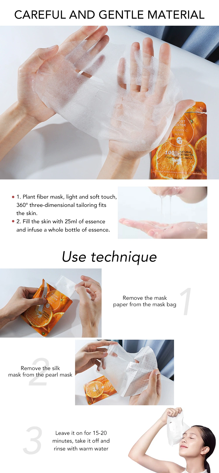 Skin Care 100% Natural Extracts Organic Mangosteen Sheet Mask Anti-Acne Lightening Cosmetic Facial Mask