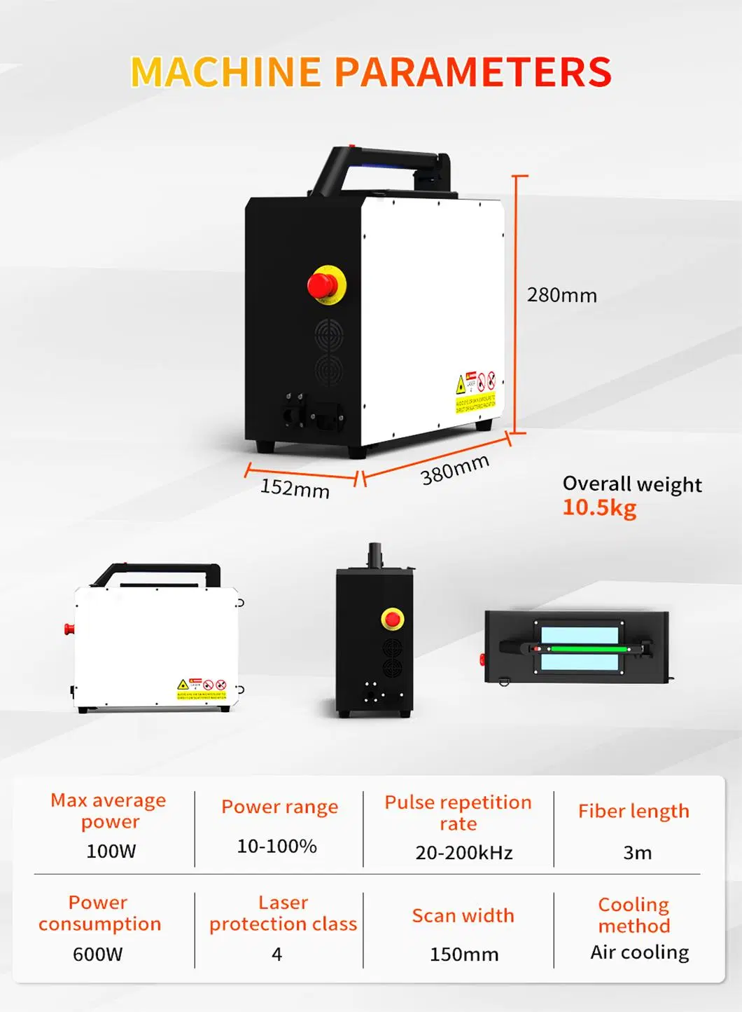 Rust Paint Powder-Coating Removal 50W Fiber Laser Cleaner Backpack Laser Cleaning Equipment 100W