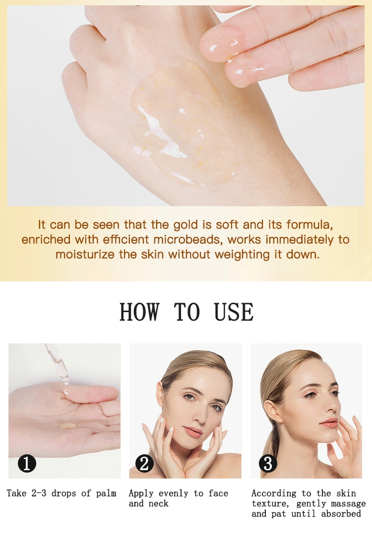 30ml Customize Logo Skin Care Serum Facial Firming Anti-Aging Anti-Wrinkle 24K Gold Serum