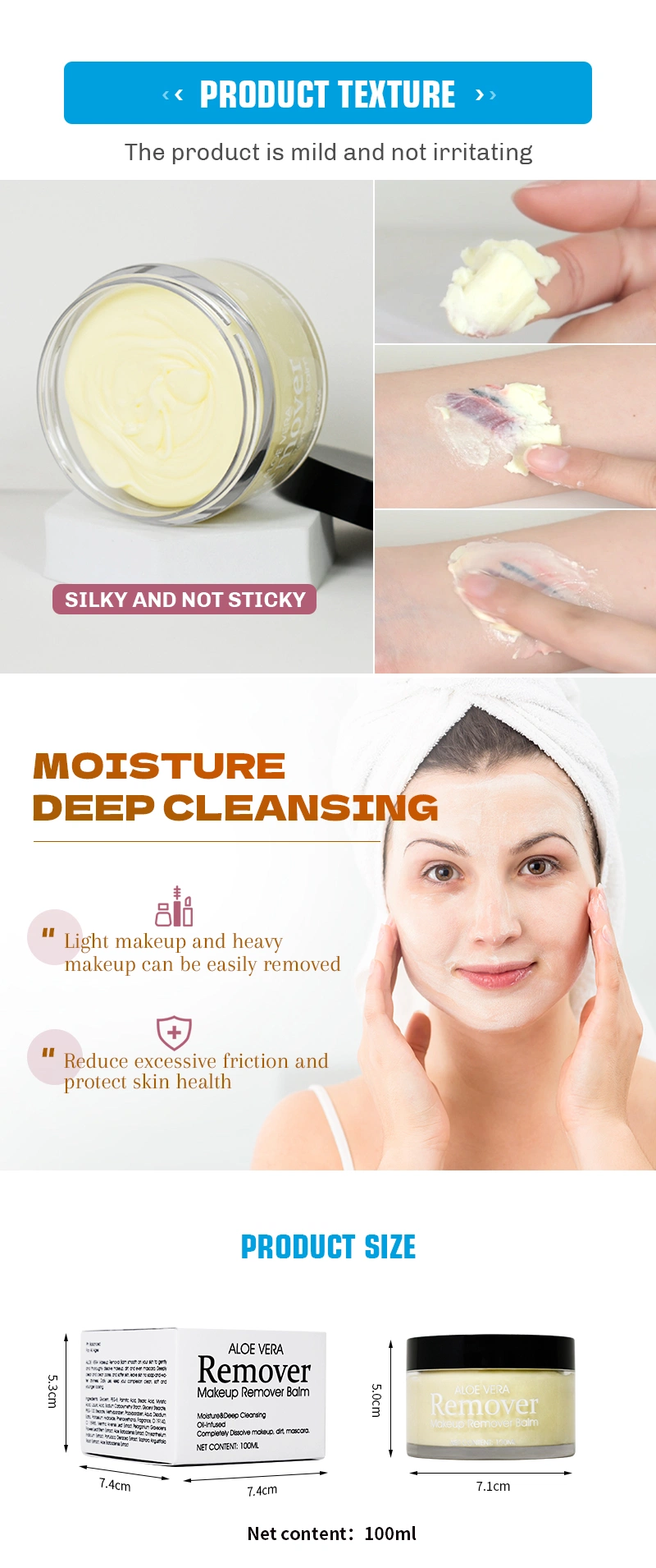 Professional Organic Face Eye Deep Cleansing Makeup Remover Balm