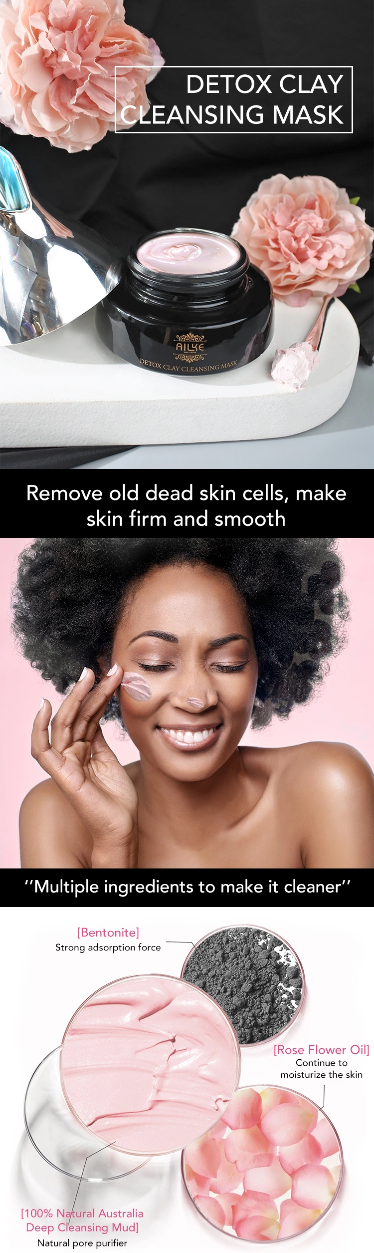 Australia Organic Mud Peel off Bentonite Clay Deep Cleanse Whitening Facial Mask