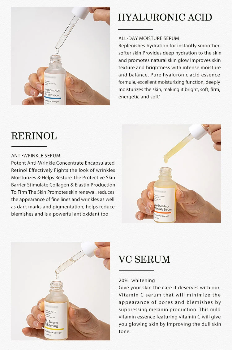 Good Wrinkle Organic Vitamin C Brightening Skin Care Set Whitening Face Moisturizer Pimples Dark Black Spot Remover Facial Serum